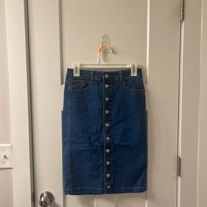 Denim knee length skirt